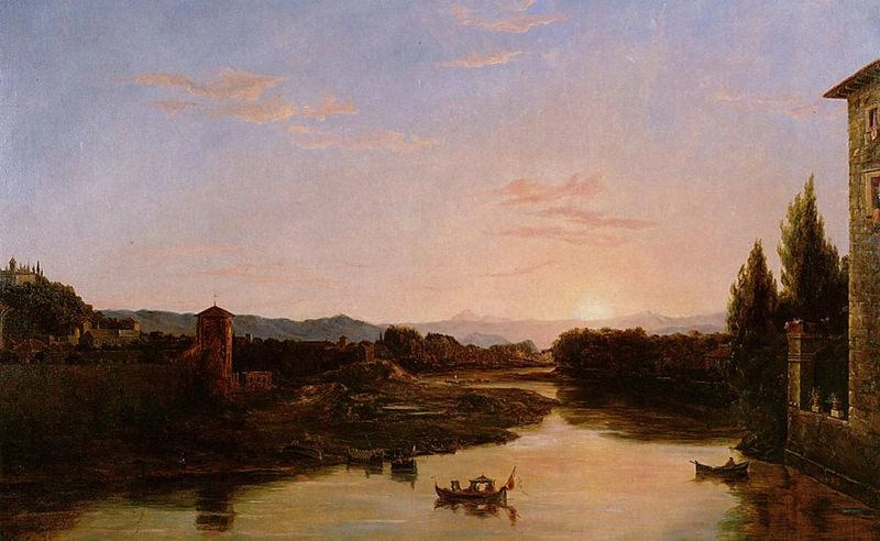 【セール 登場から人気沸騰】 アルノ川の夕日 by トーマス・コール 油絵複製販売 絵画
