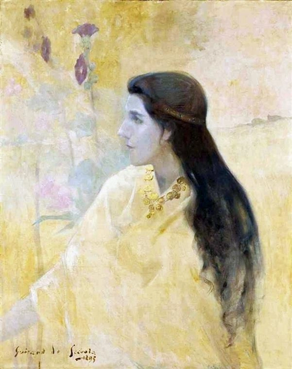葵の貴婦人 1895 by ルシアン・ヴィクトル・ギラン・デ・スチェヴォラ 油絵複製販売