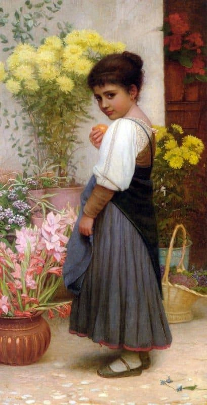 Il mercante di fiori di Dickens Kate Perugini riproduzione del dipinto a olio in vendita