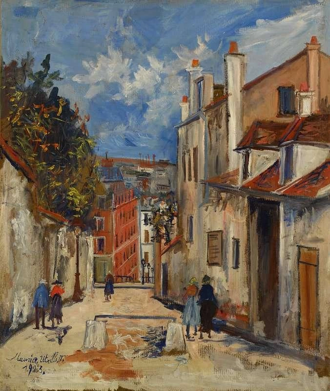 モンマルトルのモン・スニ通り 1923 by モーリス・ユトリロ 油絵複製販売
