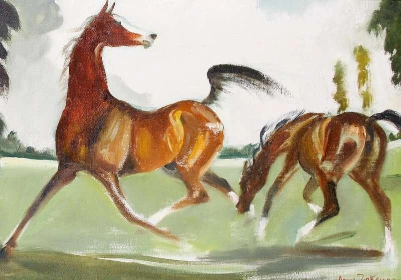 馬と子馬 by ドリス・クレア・ジンケイゼン 油絵複製販売