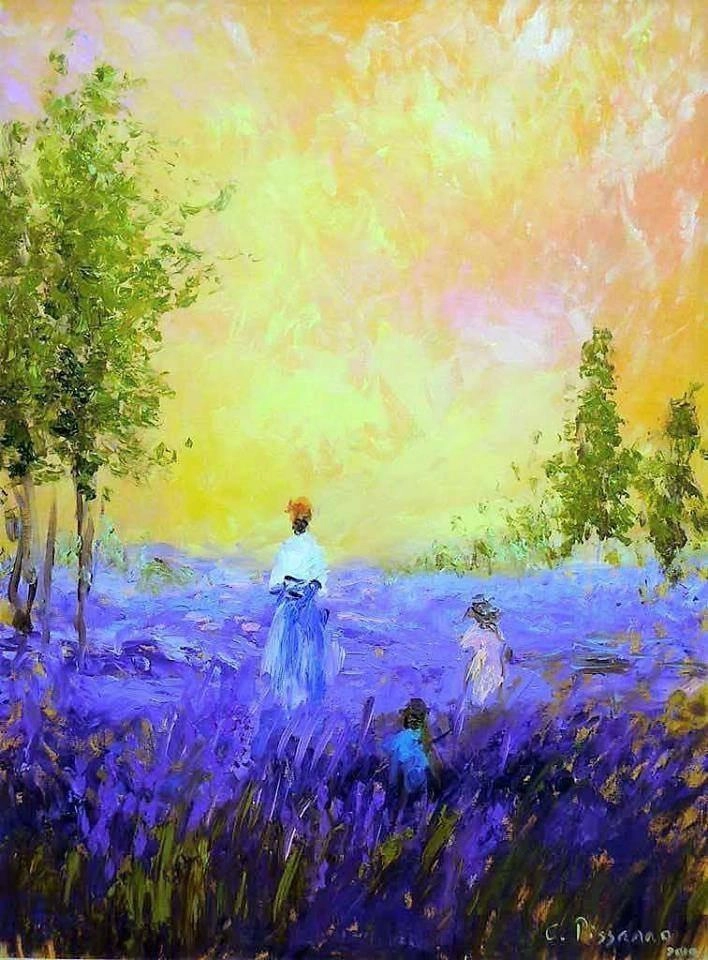 Mother And Child In The Fields Of Lavender 1860