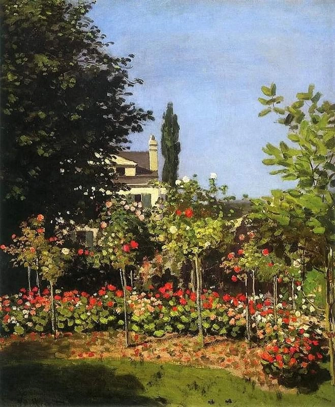 サンタドレスの花が咲く庭園、1866年 by クロード・モネ 油絵複製販売