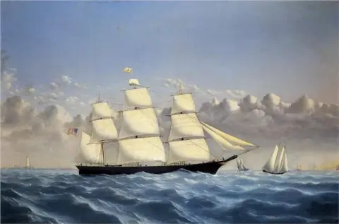 Клипер Dashing Wave у берегов Бостона, 1855 г.