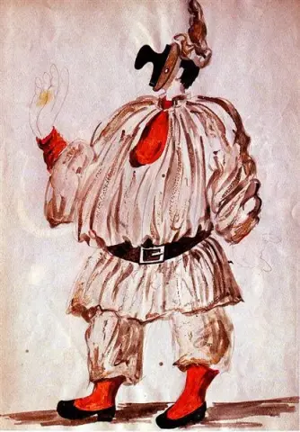 Design av kostyme for "Pulcinella" 1920