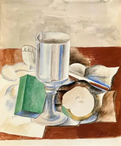 Nature morte avec un verre et une pomme