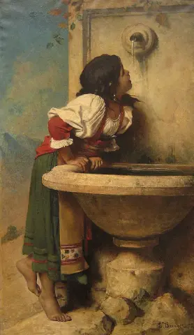 Roman Girl at a Fountain