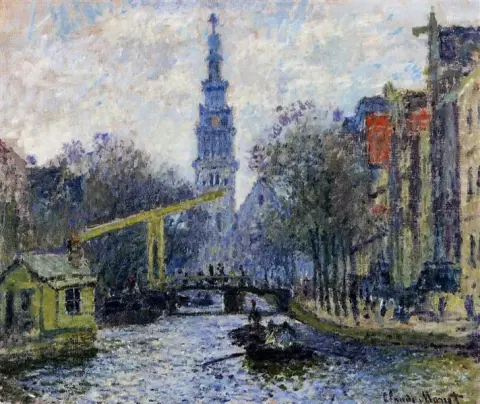 Peinture d'un canal à Amsterdam