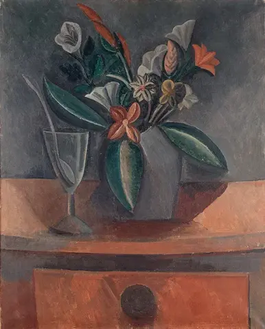 Flowers in a Grey Jar