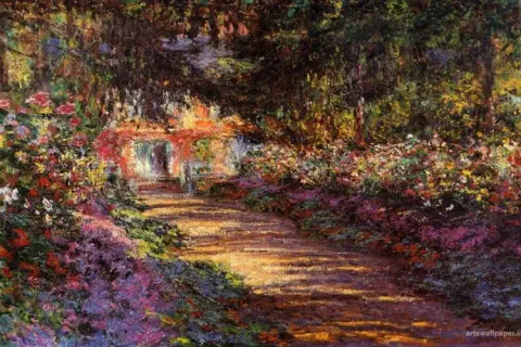 A pintura do jardim florido