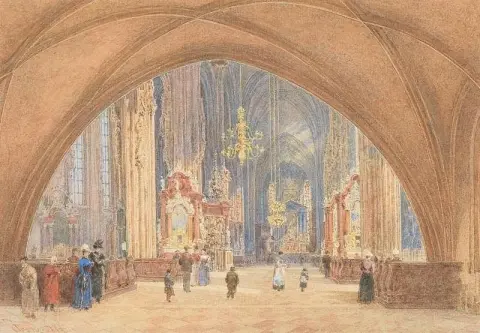 Innenansicht Der Stephanskirche Mittelschiff Und Chor