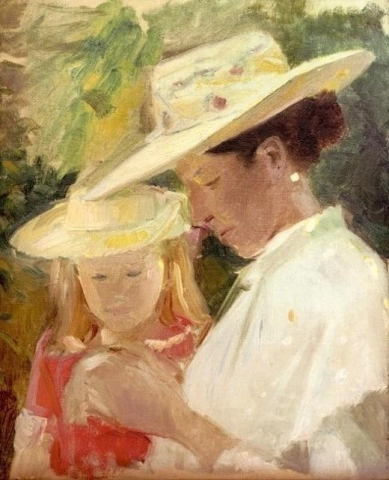 Anna e Helga no jardim, por volta de 1895