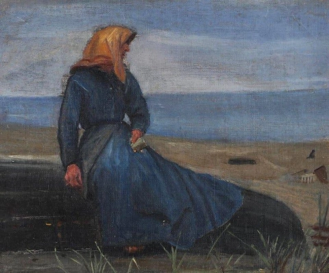Mujer pescadora en las dunas
