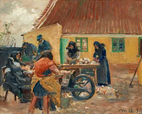 Mujer limpiando peces 1919