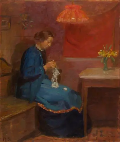 Mujer con su costura 1918