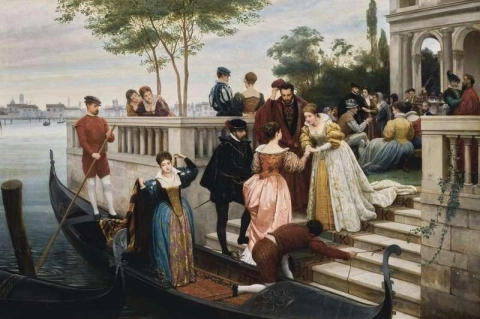 Aankomst voor het bal Murano 1870