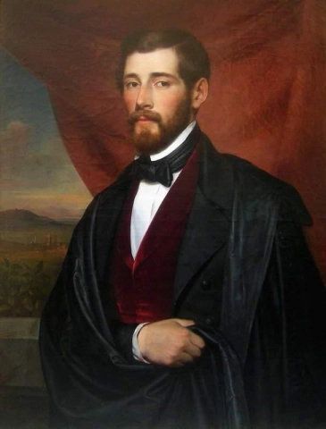 Retrato de um cavalheiro A Campagna Romana ao fundo 1846