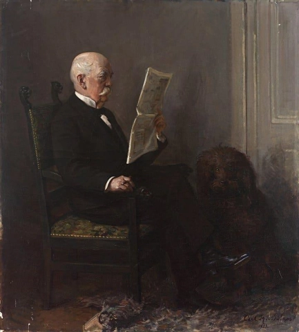 Portrait Of A Man In Armchair Reading A Paper