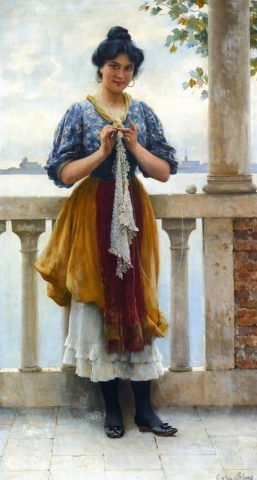 Junges Mädchen vor der Lagune Venedig vor 1910