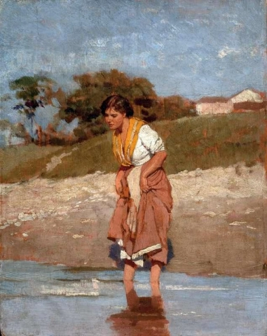 Giovane Ragazza In Piedi In Acqua