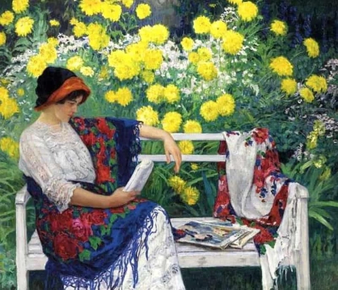 Leggendo in giardino 1915