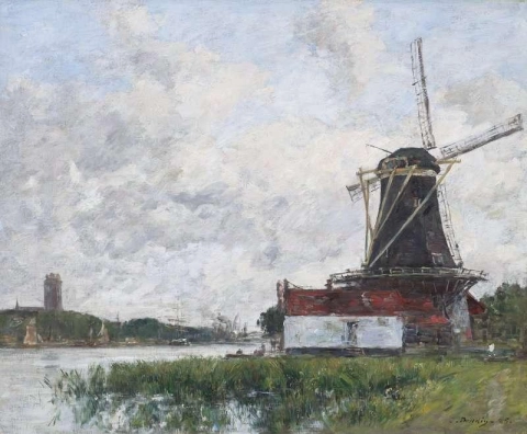 Dordrecht mølle ved bredden av Meuse 1875