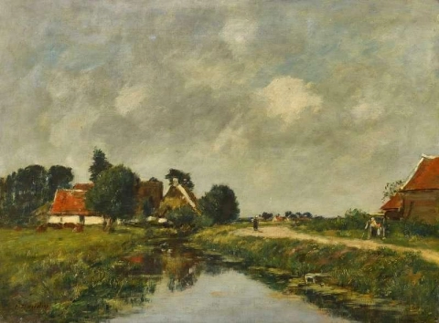 Hameau Et Riviere Aux Environs De Dunkerque 1889