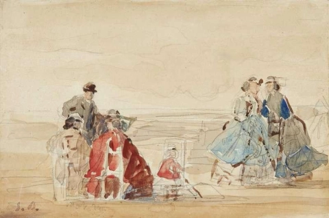 Scene De Plage Ca. 1863-66