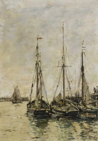 Trouville. The Piers. Högvatten 1897