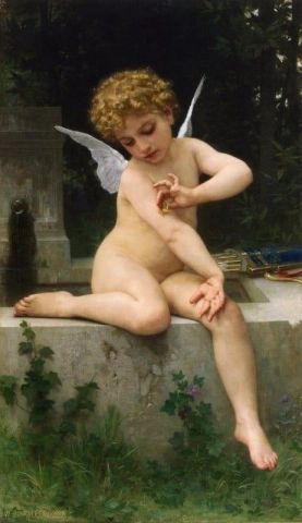 Cupido con una farfalla