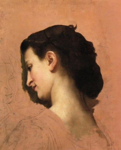Studie av en ung jentes hode 1860-70