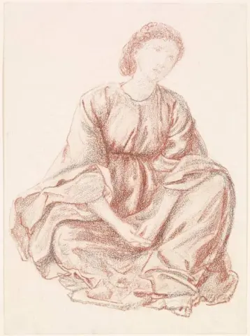 Green Summer - Drapery Study For The Central Figure 1863-64