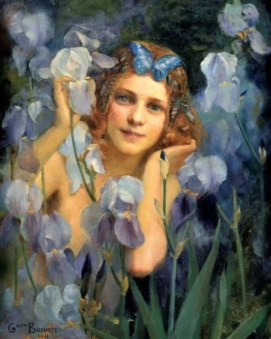 Wood Nymph Among Irises 1911