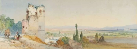 Porta San Giovanni mit Blick über die Landschaft zum Claudianischen Aquädukt 1863