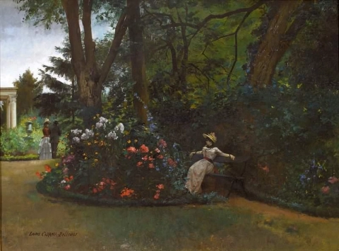 Elegant Figures In A Flower Garden