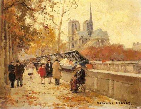 Buchhändler an der Seine mit Blick auf Notre-Dame