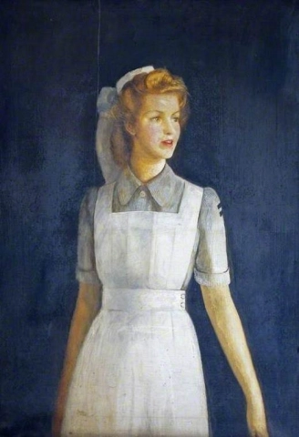 Joan Saxton, eine studentische Krankenschwester, die 1946 am Cirencester Memorial Hospital ausgebildet wurde