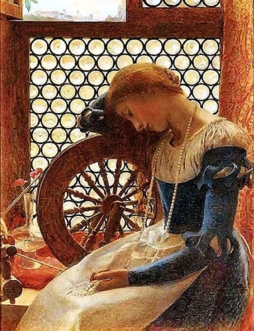 Margaret Alone At Her Spinning Wheel 1907