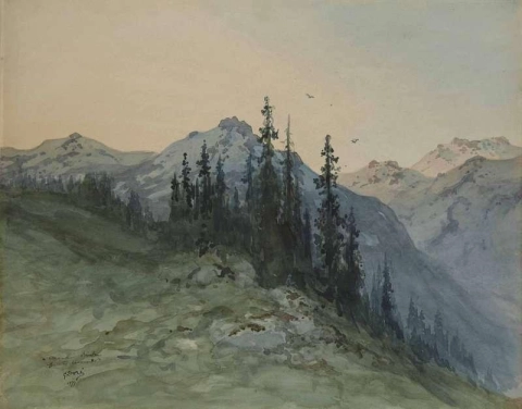 Alpine Landscape With Pine Trees