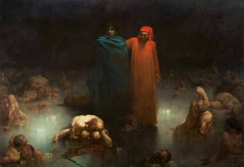 Dante og Virgil i helvetes niende sirkel 1861