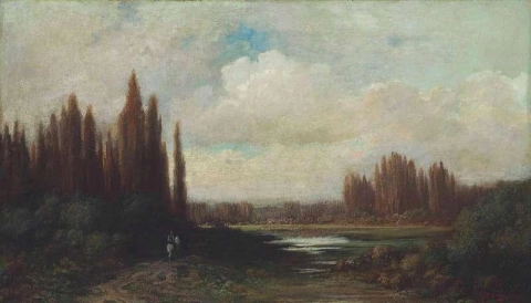 Landschap met een ruiter bij een vijver, 1878