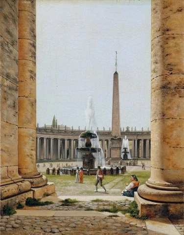 Veduta del colonnato di Piazza San Pietro a Roma 1813-16