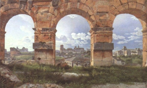 Eckersberg Cw Vista attraverso tre archi nord-ovest del Colosseo