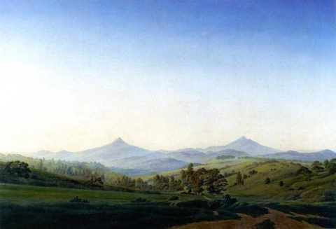 Paisaje bohemio con el monte Milleschauer