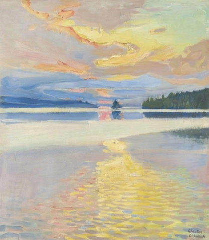 Puesta de sol sobre el lago Ruovesi 1915-16