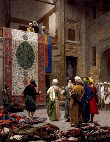 Comerciante de alfombras en El Cairo Ca. 1887