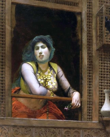 Vrouw op balkon ca. 1888