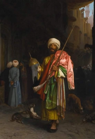 Traveling Merchant In Cairo Ca. 1869