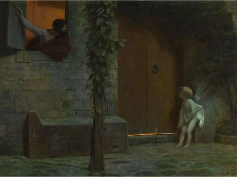 La storia di Anacreonte - Cupido alla porta durante un temporale