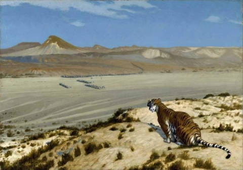 Tigre no relógio, por volta de 1888